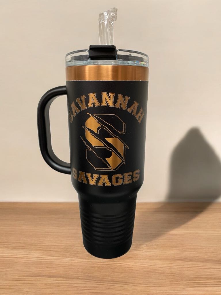 40 oz. Rose Gold & Black Savage Tumbler