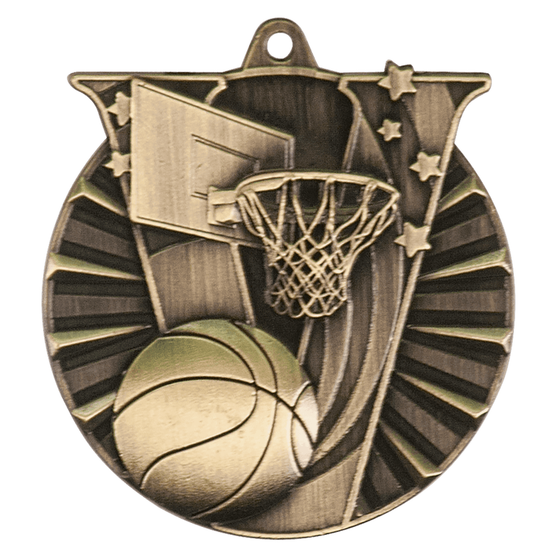 2" Basketball Medal With Engraving and Neck Ribbon