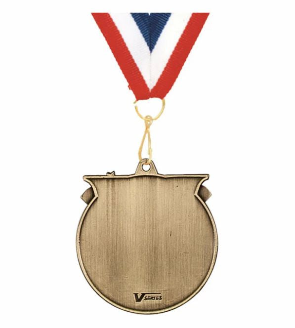 2" Basketball Medal With Engraving and Neck Ribbon