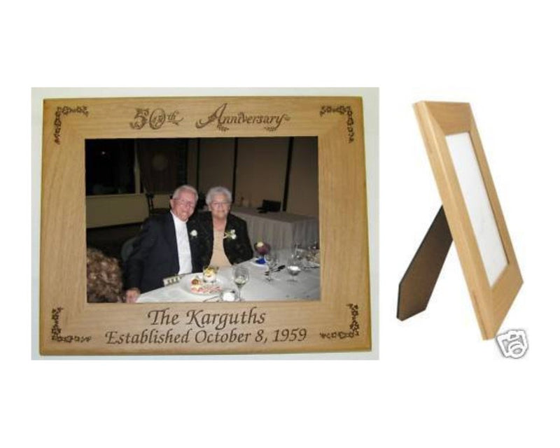 50th Anniversary Picture Frame Landscape Personalized 5 x 7 Photo (Engraved As You Like)