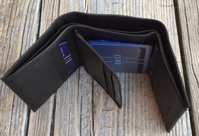 Personalized Mens Wallet Genuine Leather Trifold Groomsman Best Man Gift Custom Engraved Monogram