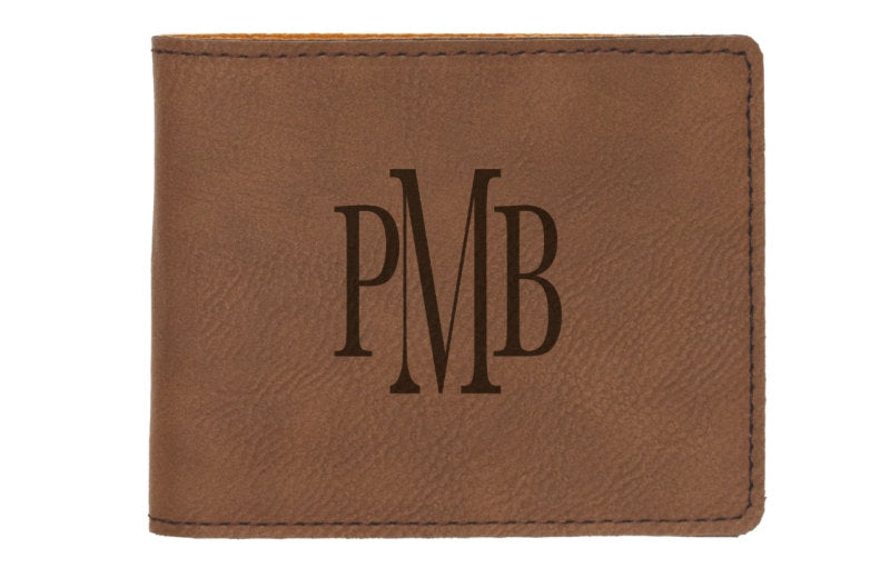 Personalized Bi-fold Wallet Dark Brown Engraved Groomsman Best Man Gift