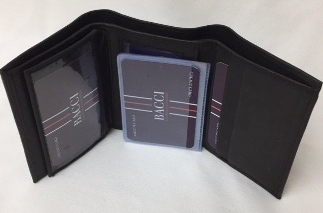 Personalized Wallet Mens Deluxe Black Leather Trifold Wallet Engraved Groomsman Monogram