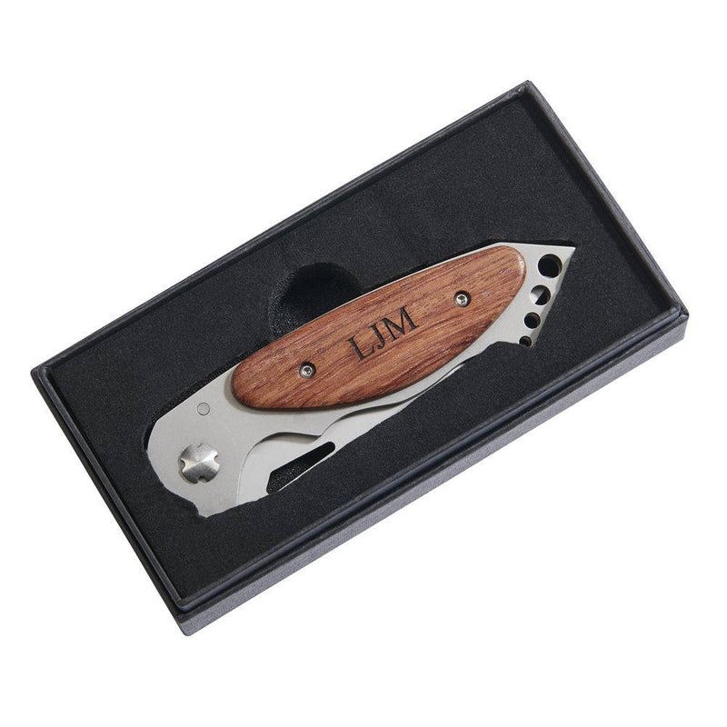 Personalized Stainless Steel Lock Back Pocket Knife Wood Handle Groomsman Best Man