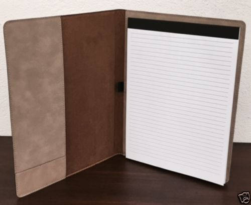 Junior Personalized Portfolio Light or Dark Brown Leatherette Engraved Free Padfolio Personalized
