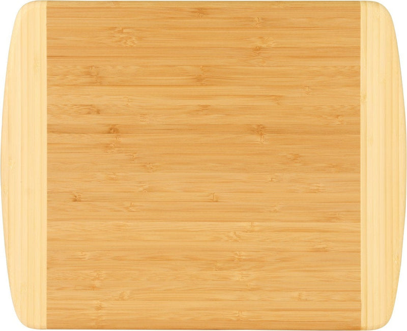 Laser engraved two tone bamboo kitchen cutting board Eat, drink and Be Married