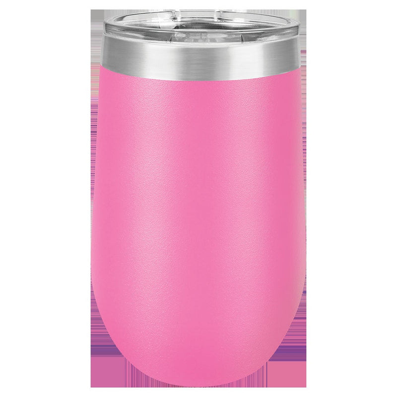 Bridesmaid, Maid of Honor, Bride Pink Stainless Steel Insulated 16 oz. Stemless Wine Tumbler