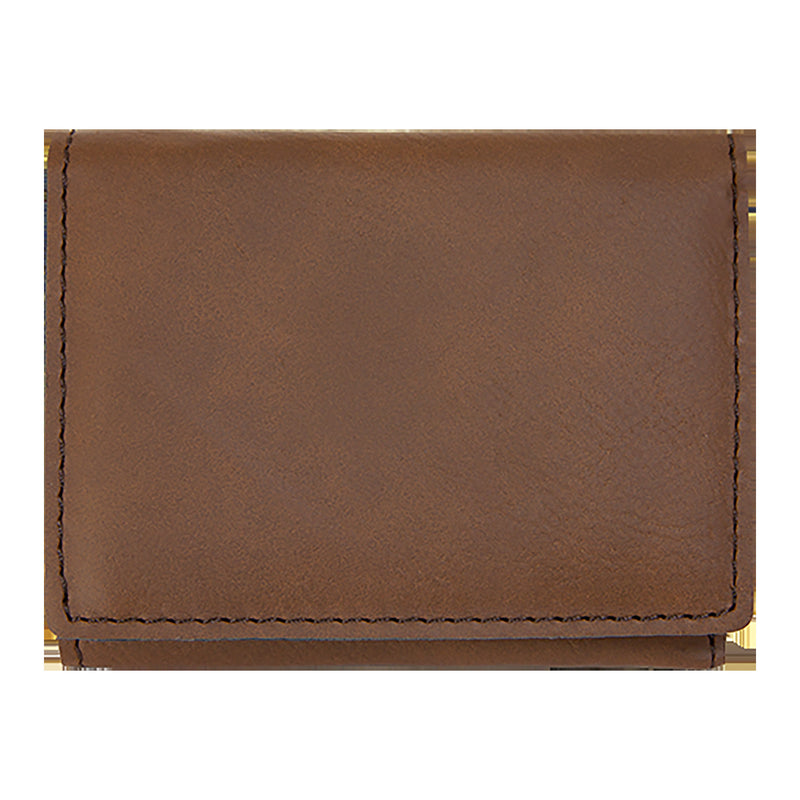 Personalized Tri-fold Wallet Dark Brown Engraved Groomsman Best Man Gift