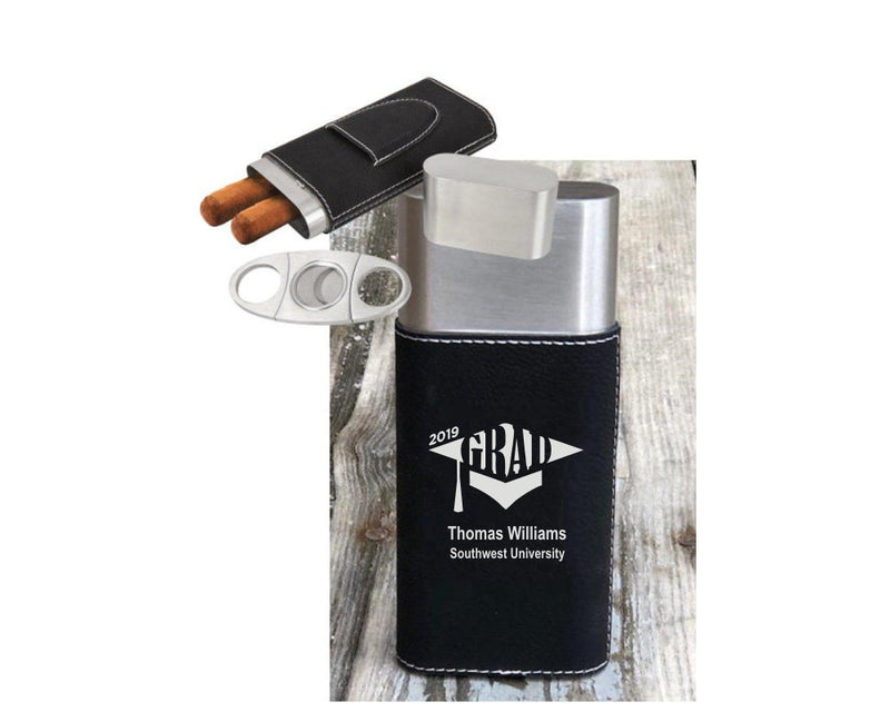 Graduation Gift, Personalized Cigar Case, Cigar Cutter, Engraved Graduate Gift, Custom Engraved, Monogrammed Graduation Gift