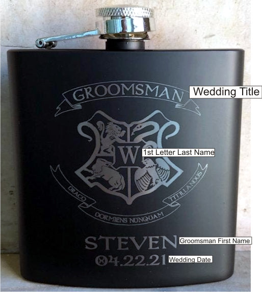 Wizard Flask Set, Engraved Flask & Funnel Gift Set, Wizard Inspired Groomsman Gift