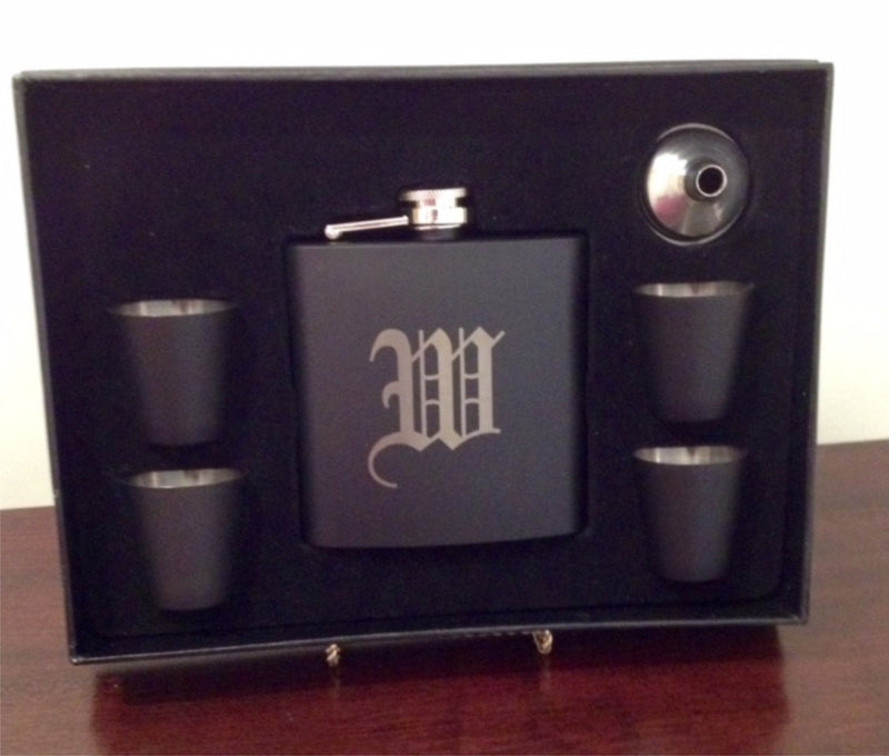 Flask Personalized Black Stainless Steel Best Man Groomsman Gift
