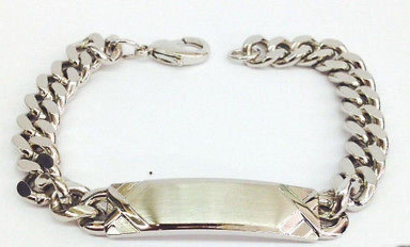 Personalized Mens ID Bracelet Speidel Silver Plated Custom Hand Engraved