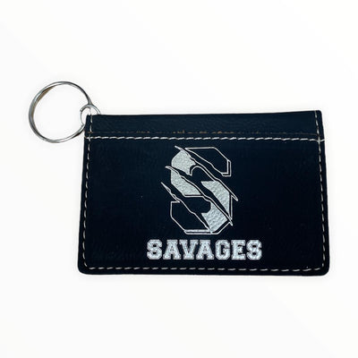 Savage Black/Silver Leatherette Keychain ID Holder