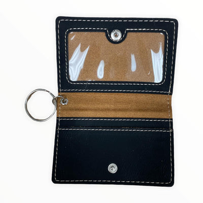 Savage Black/Silver Leatherette Keychain ID Holder