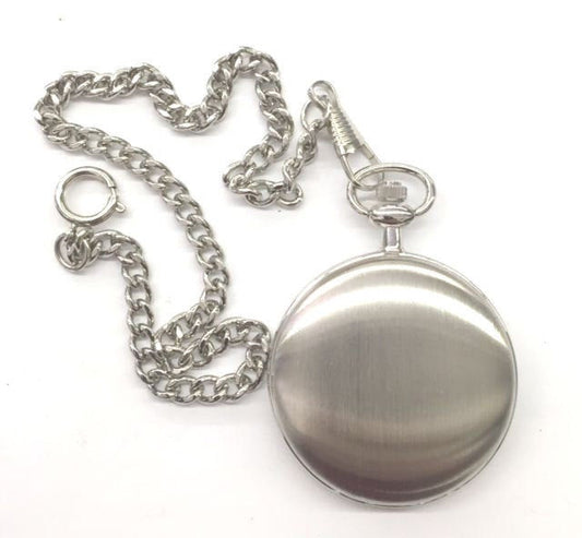 Pocket Watch Pesonalized - Speidel Quartz Silver Finish Engraved Free-Warranty