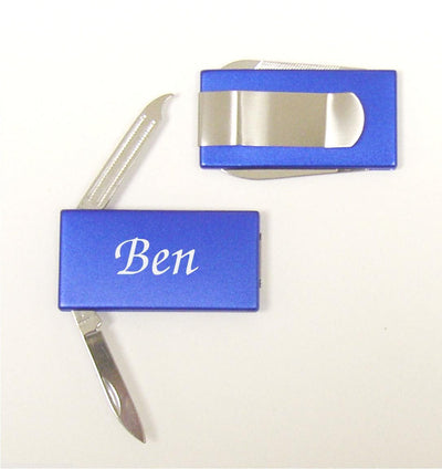 Personalized Custom Engraved Money Clip With Knife & File Groomsman Best Man Gift