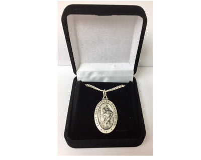 St. Christopher Medal Sterling Silver Patron Saint Personalized Necklace Engraved Free