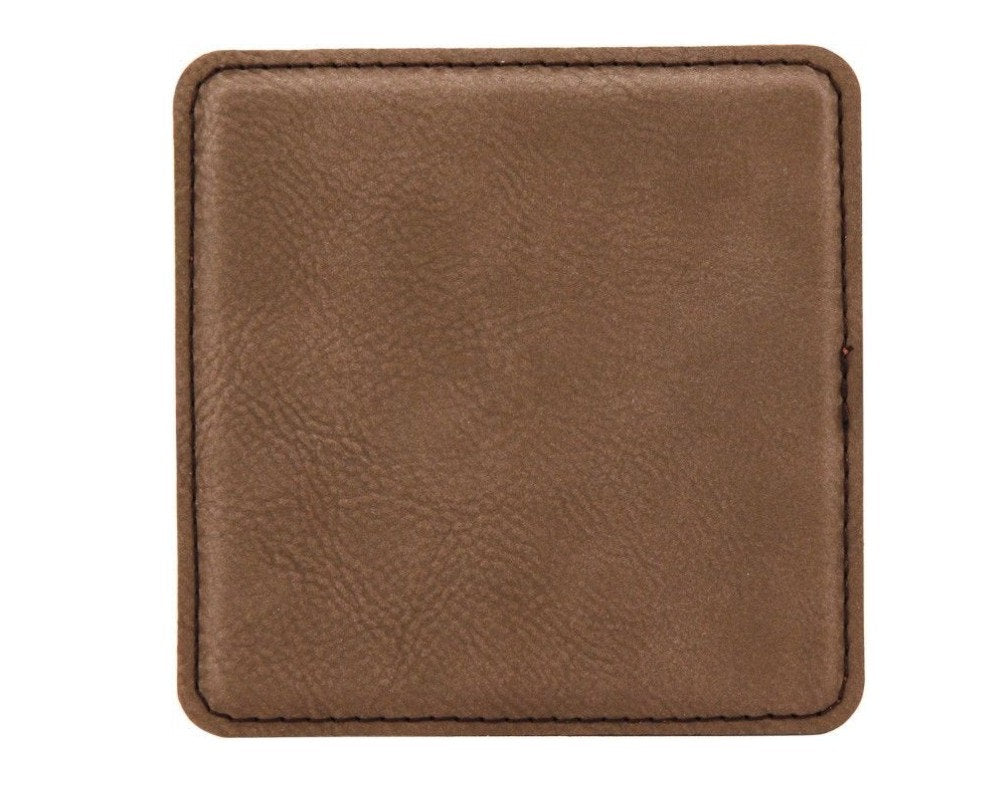 Personalized Coaster Set of 6 Leather includes Holder Engraved Free