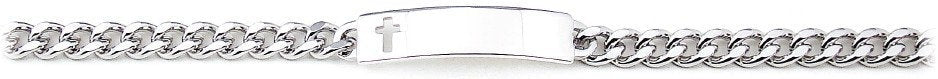 Mens ID Bracelet Cross Cutout - Personalized Speidel Silver Custom Hand Engraved Free