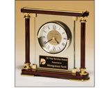 Personalized Desk Clock Deluxe Rosewood, Glass & Brass - Engraved Free
