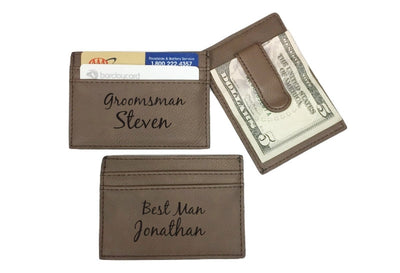 Personalized Money Clip, Credit Card Case, Engraved Money Clip, Brown Leather Money Clip, Personalized Groomsman Gift, Best ManBest Man Gift