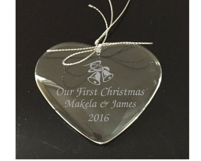 Personalized Our 1st Christmas Together Ornament With Bells - Crystal Engraved