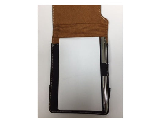 Personalized Note Pad Brushed Soft Black Leather Pen Business Card Pocket