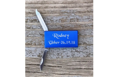 Groomsman Gift Money Clip With Knife & File Best Man Usher Gift Blue Personalized Groomsman