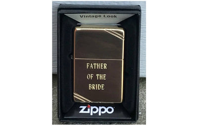 Personalized Father Of The Bride Zippo Lighter Vintage Brass Hand Engraved Custom