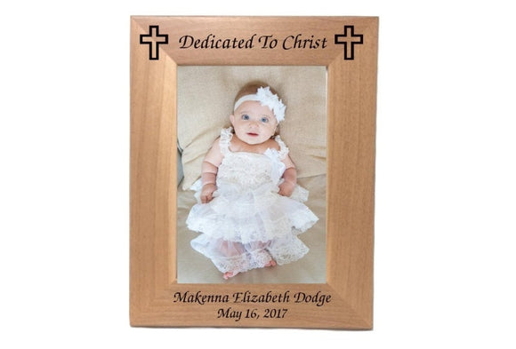 Personalized Baby Photo Frame With Cross, Holds 5