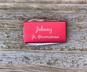 Groomsmen Gift Personalized Money Clip With Knife & File Best Man Usher Gift Red or Blue