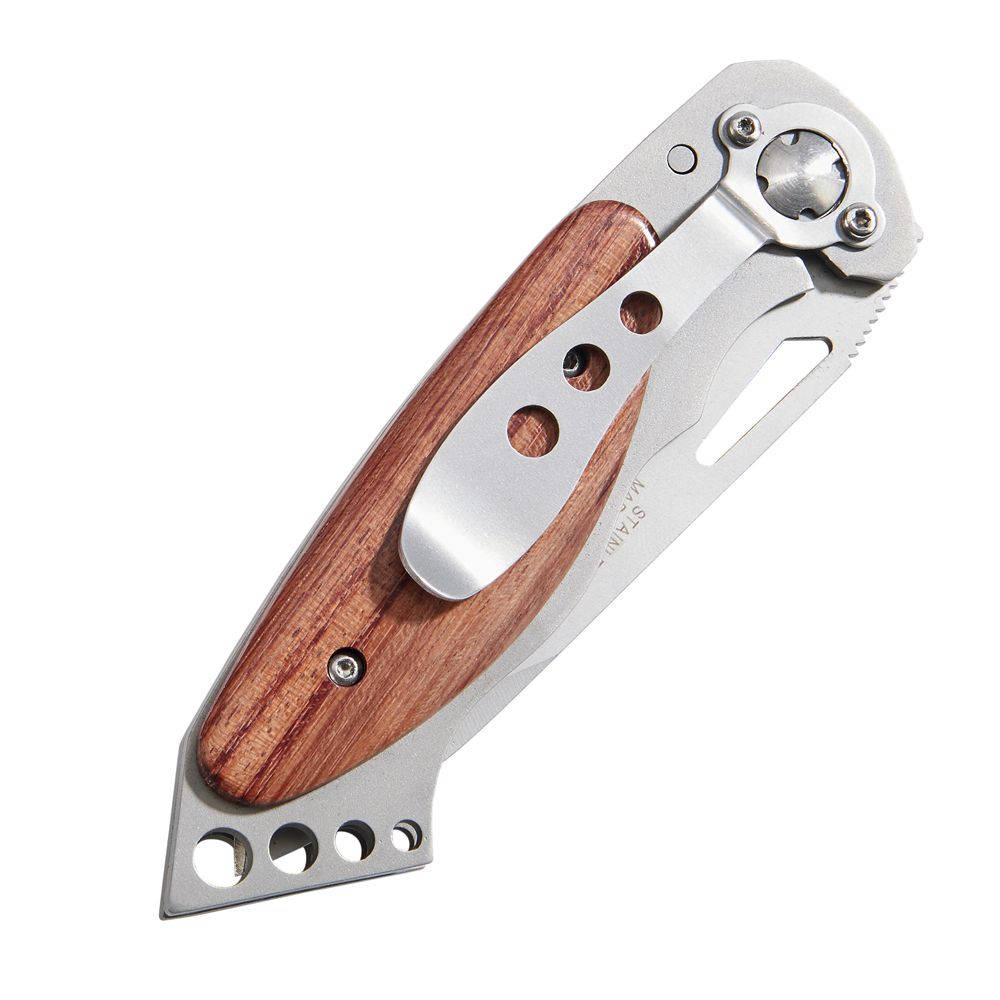 Personalized Stainless Steel Lock Back Pocket Knife Wood Handle Groomsman Best Man