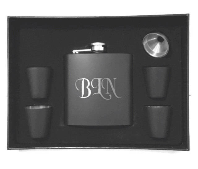 Personalized Flask Black Stainless Steel Father's Day Gift