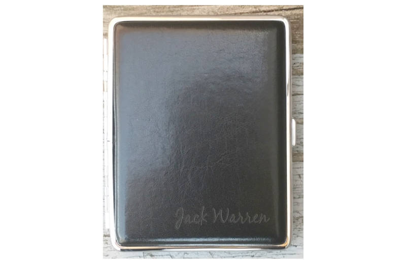 Personalized Cigarette Case Black or Brown Leather Covered