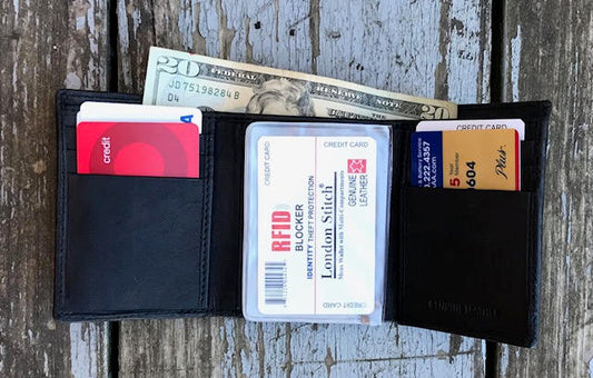 Personalized Mens Wallet, Leather Trifold Wallet, Black Leather Wallet, Security Wallet, RFID Mens Wallet, Monogrammed Wallet