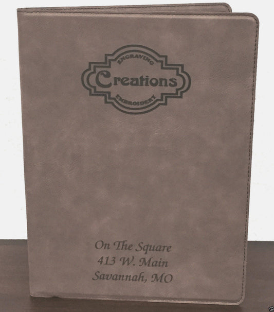 Junior Personalized Portfolio Light or Dark Brown Leatherette Engraved Free Padfolio Personalized