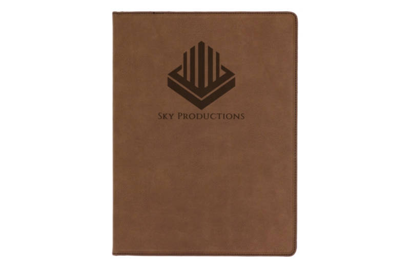 Junior Personalized Portfolio Light or Dark Brown Leatherette Engraved Free Padfolio Personalized