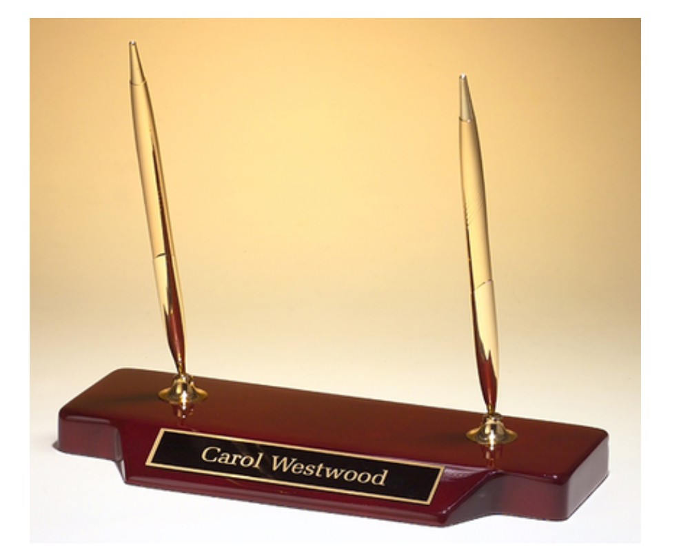 Personalized Desk Pen Stand 2 Pens Wood With Piano Finish Custom Engraved Gift Piano Finish Graduation