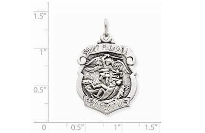 St. Michael Police Badge Shaped Medal Sterling Silver Patron Saint Personalized Engraved Free With Box