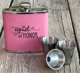 Bridesmaid Gift Maid of Honor Gift Pink Flask Bride Tribe Gift Matron of Honor Wedding Party Gift Modern Design Personalized
