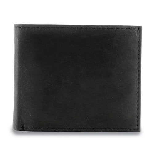 Bi fold Wallet Personalized Mens Deluxe Black Leather Engraved Groomsman Monogram