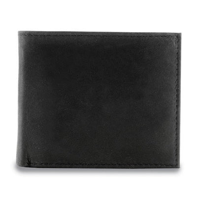 Bi fold Wallet Personalized Mens Deluxe Black Leather Engraved Groomsman Monogram