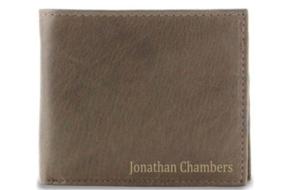 Mens Leather Wallet Personalized, Mens Bifold Wallet, Engraved Leather Wallet, Brown Leather Billfold