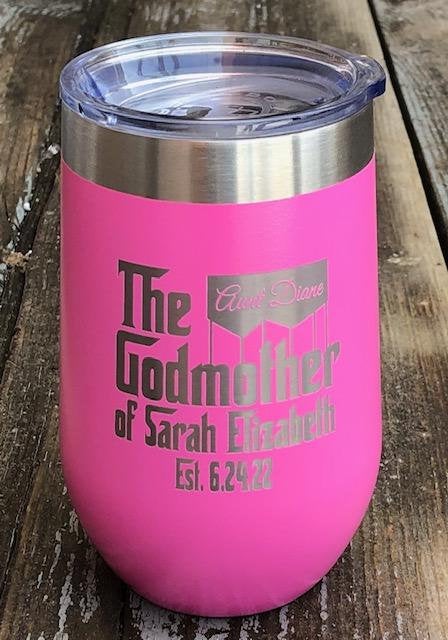 Godmother Gift - 16 oz. Stemless Wine Tumbler - Godmother Proposal - Personalized Godmother Gift - Engraved