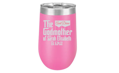 Godmother Gift - 16 oz. Stemless Wine Tumbler - Godmother Proposal - Personalized Godmother Gift - Engraved