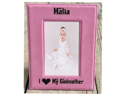 I Love My Godmother 5" x 7" Picture Frame Pink Leatherette Personalized Photo