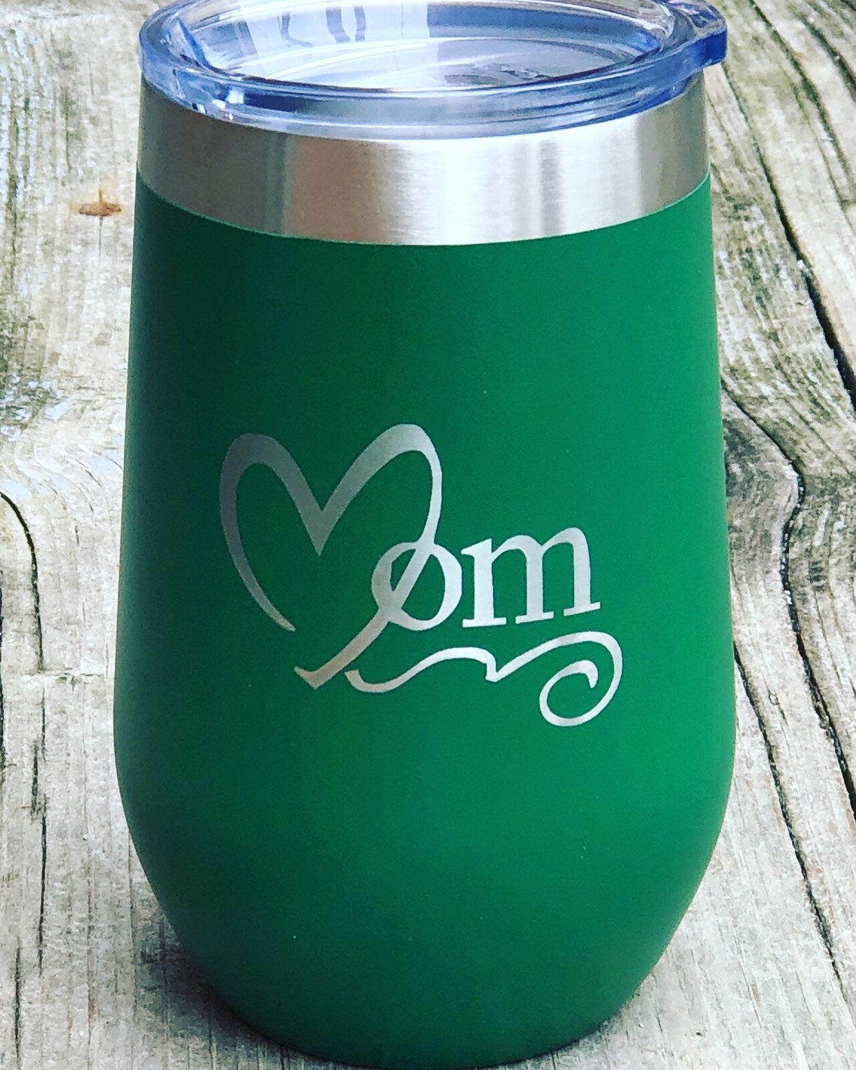 Mothers Day Gift Wine Tumbler Mom Gift Extra Large Engraved Stainless Steel Insulated 16 oz. Stemless