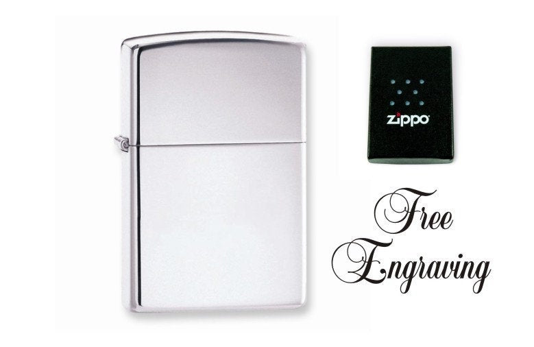 Personalized Zippo Lighter High Polished Chrome Hand Engraved Custom