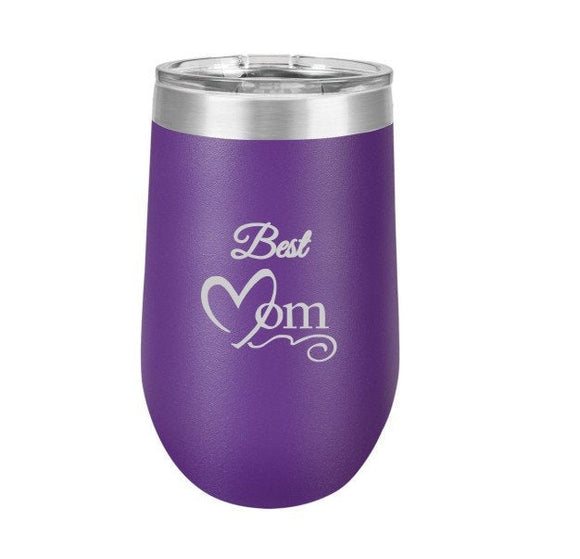 Mothers Day Gift Best Mom Gift Stainless Steel Insulated 16 oz. Stemless Wine Tumbler