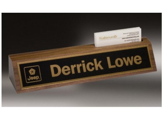Personalized Desk Name Plate, Custom Name Plate, Solid Walnut Wood Desk Accessory